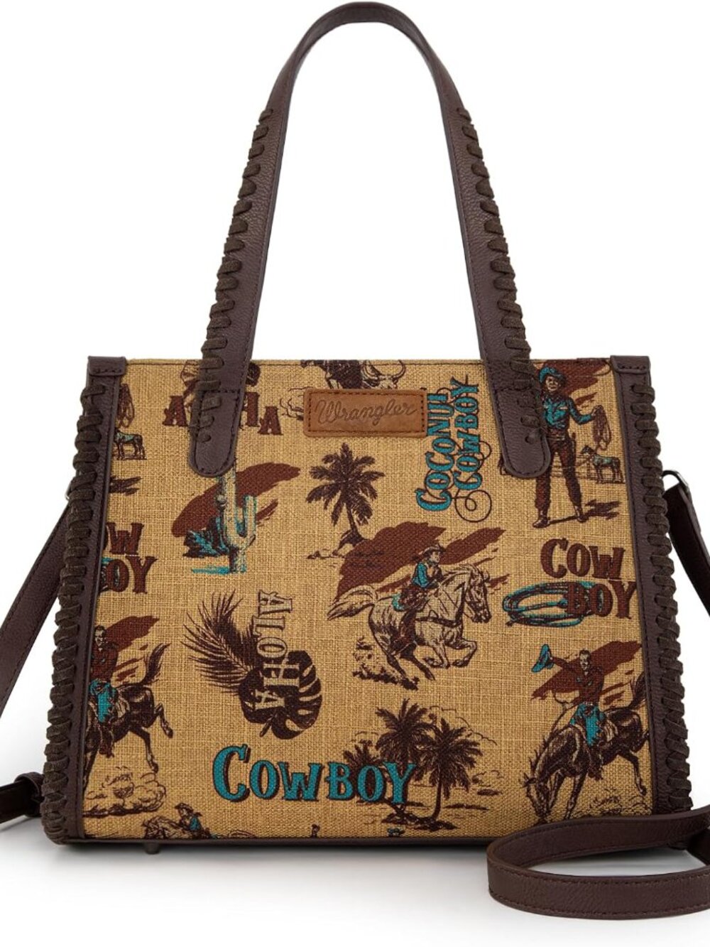 Wrangler Tote Bag Western Handbags Cowboy Print With Crossbody Strap